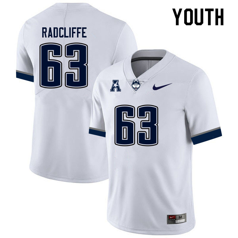 Youth #63 Braden Radcliffe Uconn Huskies College Football Jerseys Sale-White - Click Image to Close